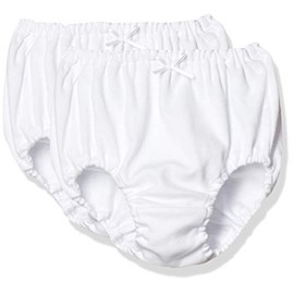 Garrow Panties, Set, Plain, Ribbon, Yearly Girls, 100% Cotton, White 2-pack