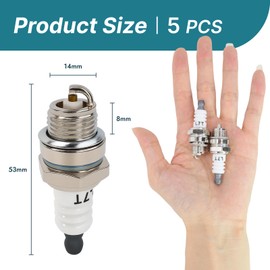 Pack of 5 L7T spark plugs, universal spark plug for 2-stroke engine, universal fit for 49cc 50cc brush cutters, chainsaw, lawn mower, trimmer, mini bikes, garden tools and small engines