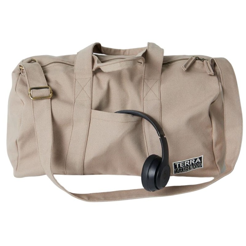 Terra Thread Organic Cotton Aarde Gym Bag, Charcoal Grey