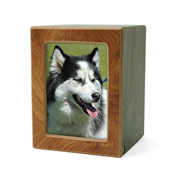 OneWorld Memorials Natural Wood Photo Pet Urn - Medium -