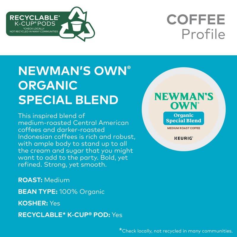 Newman's Own Organics Special Blend Keurig Single-Serve K-Cup Pods, Medium