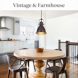 COTTMIC Brown Pendant Lights Kitchen Island 3 Pack, Vintage Pendant Light, 6.5’’ Farmhouse Pendant Light Fixtures, Adjustable Height, Pendant Lighting for Dining Room, Living Room, Sink, Bar