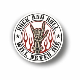 AMA SHOP ROCK AND ROLL ROUND PVC STICKER for Decal Wall Mural Car Motorcycle Helmet Camper
