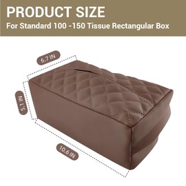 AOOTOOLINK Large Car Tissue Holder for 120 Standard Tissues Boxes, Faux Leather Facial Tissue Holder for Auto Headrest in Car Backseat, Rectangle Napkin Holder Soft Ideal for Organization (Brown)