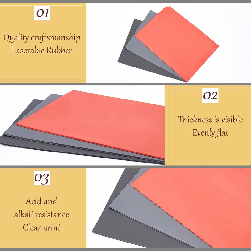 BENECREAT 2 Sheets A4 Red Rubber Stamp Sheet 30 x