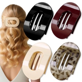 Flat Hair Clips for Women Lying, Driving, 4pcs Ergonomic Comfortable Curved Design Duckbill Hair Clips for Thick Thin Hair - Strong Hold No Slip Hair Claw Clip Hair Accessories (4pcs Multicoloured)