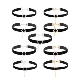 Eigso Women Velvet Choker Necklaces Velvet Rhinestone Goth Necklaces Collars for Women, Zinc