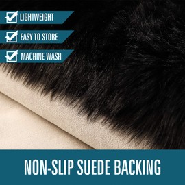 LOCHAS Ultra Soft Fluffy Rugs Faux Fur Sheepskin Area Rug for Bedroom Bedside Living Room Carpet Nursery Washable Floor Mat, 3x5 Feet Black