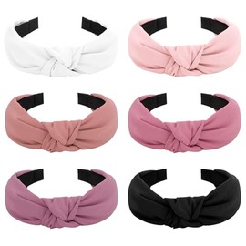 Amariver Knotted Headband for Women Non-slip Head Bands Top Knot Headbands Solid Colors Pink Headbands Fashion Hair Accessories for Women Girls