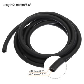 MECCANIXITY PVC Petrol Fuel Line Hose 3/16" x 5/16" 6.6ft Black for Chainsaws Lawn Mower String Trimmer Blowers Small Engines