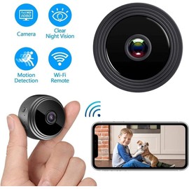 Amhillras Mini WiFi Security Camera, 1080P, 90° Wide Angle, Night Vision, Magnetic Mount, Black (1)