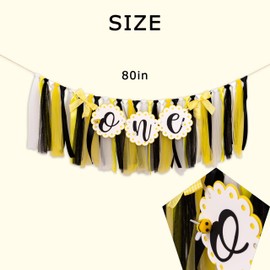 Raoformi Bee High Chair Banner - First Bee Day Birthday Decoration for Boys and Girls,Sweet One Honeybee Garland,Floral Themed Party Supplies