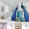 Yadshoti Peacock Shower Curtains Blue Beautiful Bird Flower Plant Watercolor