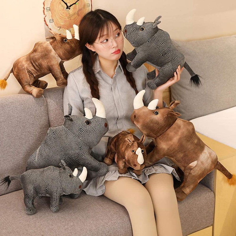 Cute Rhino Plush Toy Soft Plush Animal Doll Kids Toy