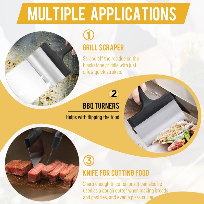 Heavy Duty Grill Scraper Stainless Steel Griddle Scraper with 5"