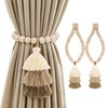 YISARSH Magnetic Curtain Tiebacks with Wood Beads, Boho Rope Drapery