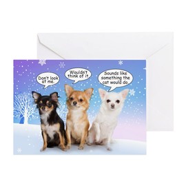 CafePress Funny Chihuahua Christmas Card Folded Greeting Card Glossy