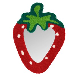 Tstarer 8.6x11.8 inches Red Strawberry Wall Mirror with Flannel Frame,Kids Room Wall Decor