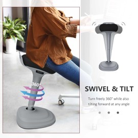 Ortello Home Bar Stool Swivel Barstool, Adjustable 25-35 inch Airlift Counter Height Chair for Kitchen Dining Room (Grey)