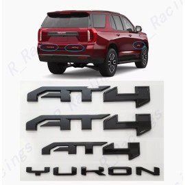 GMC 4PCS Gloss Black Door Tailgate AT4 Yukon Emblem Fit 2021-2024 GMC Yukon Yukon XL