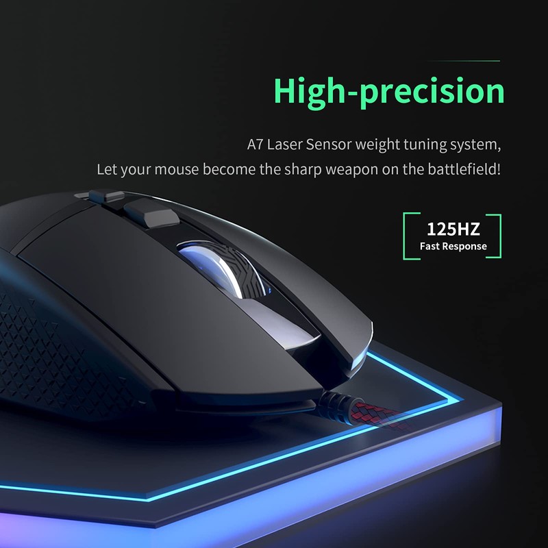 QYD Gaming Maus 7200 DPI Einstellbarer USB RGB Led Gaming