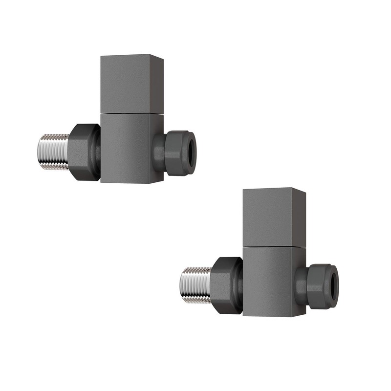 iBathUK Cube Thermostatic Radiator Valve,Solid Brass,Straight Square Radiator Valve Pair,
