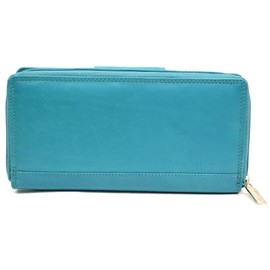 Ladies/Womens Large Leather Matinee Purse with Mulitple Features - Turquoise