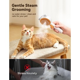 Pet Steam Brush for Dogs & Cats, Brushes for Indoor Cats with Release Button, Dual Speed Spray USB Rechargeable Grooming Supplies, Dog Brush for Shedding Suitable for All Long- and Short-haired Pets