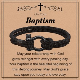 Meliatomia Baptism Gifts for Boys,Braided Rope Cross Bracelet for Kids,First Communion Gifts Boys Christian Christening Graduation