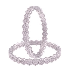 I Jewels Silver Plated Designer Wedding CZ American Diamond Studded Brass Kada/Bangles Jewelry for Women And Girls (Set of 2) (ADB300S-a)