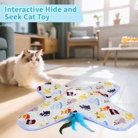DFQ Interactive Toys,Automatic Toy for Indoor Cats with Moving Feather, Hide and Seek Cat Toy for Hunting Instincts Exercise