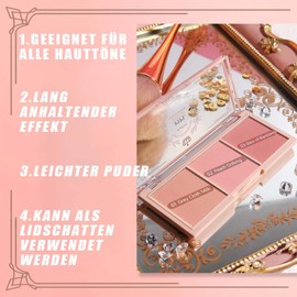 EONFAVE Matte Blush Powder, 3-in-1 Blush Palette, Face Blush and Brush Make Up Powder for Long-Lasting Sweat-Resistant Non-Greasy Blush Glow Brighten Skin for Daily Makeup (#01)