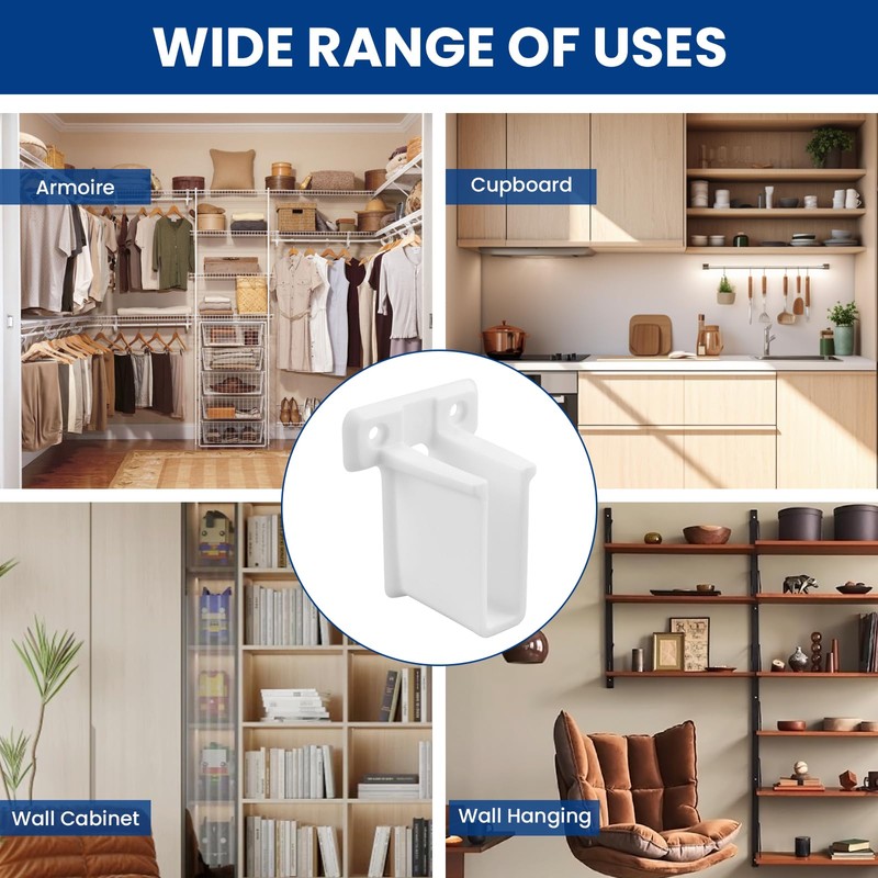 ZIUZI Wire Shelf End Bracket and White Down Wall Clips