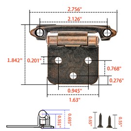50 Pack 25 Pairs 1/2" Overlay Cabinet Door Hinges - Oil Rubbed Bronze Self Closing Hinges
