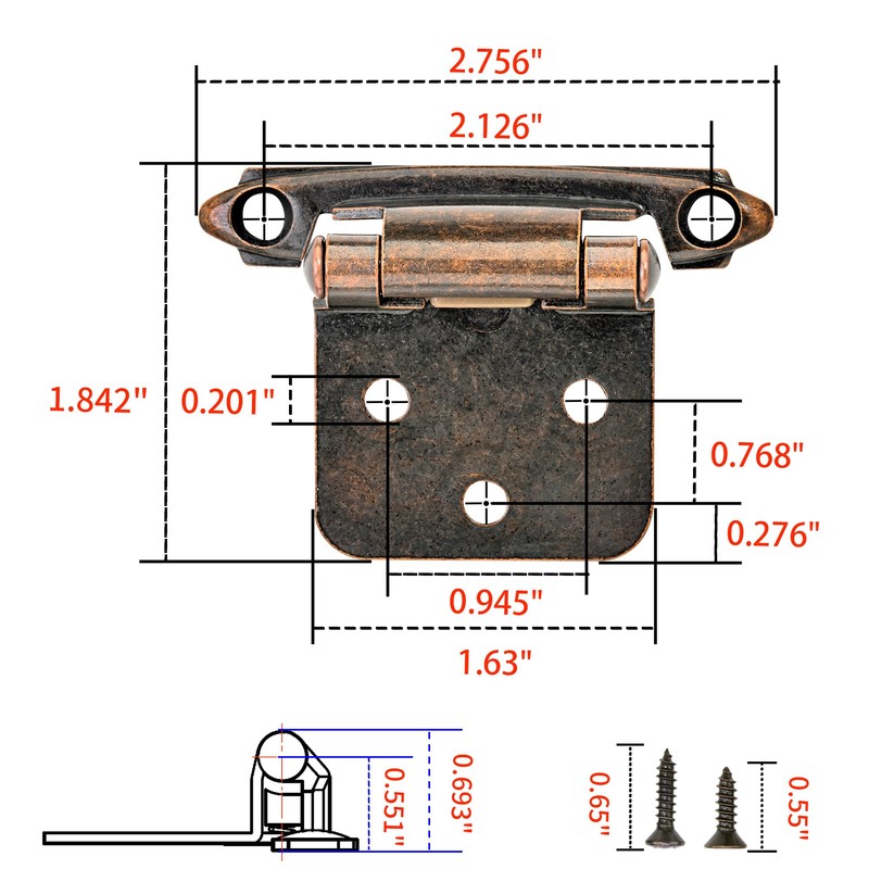 50 Pack 25 Pairs 1/2" Overlay Cabinet Door Hinges -