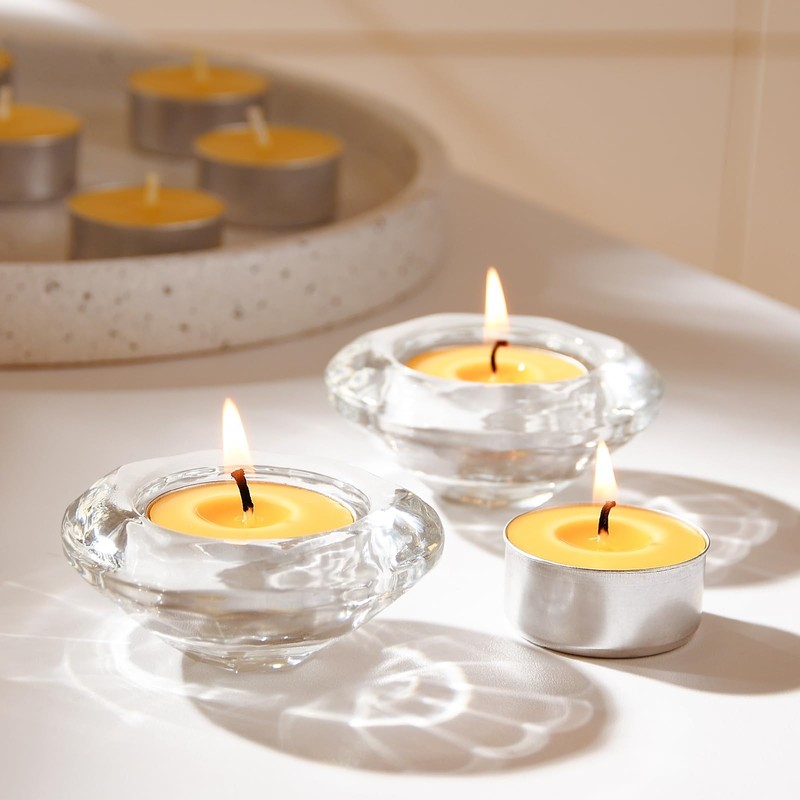 100-Pack Pure Beeswax Tealight Candles in Aluminum Cups - 4-5