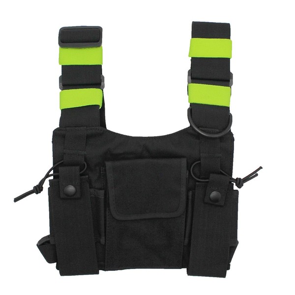 GoodQbuy Universal radio chest harness Rig Bag Pocket Pack Holster Vest Fluorescent green for Two Way Radio Walkie Talkie (Rescue Essentials)