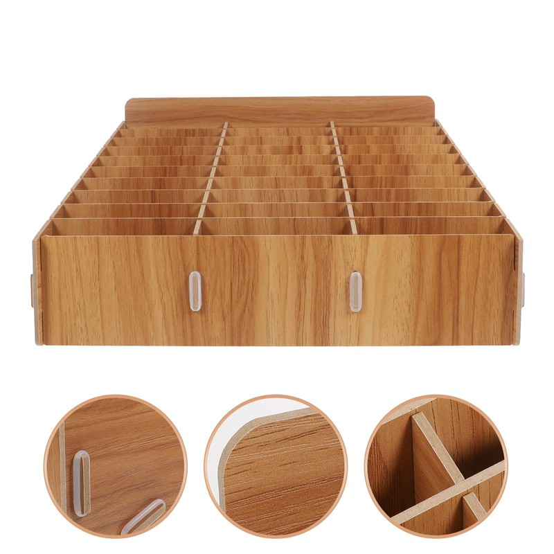 Cabilock 30 Grid Wooden Mobile Phone Storage Box Cell Phone