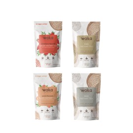 Waka Instant Tea – Black & Strawberry Green Tea Powder Sample Bundle – Unsweetened, No Sugar Added – 100% Tea Leaves – 4 x 0.45 oz Packs (Makes Up to 20 Cups or 5 Quarts Each)