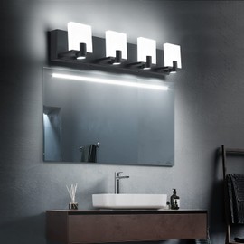 SOLFART LED Vanity Lights Bundle 9660-3 and 9992-4 Modern Black Bathroom Vanity Lights