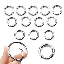 Pack of 30 Carabiner Round Small, Zinc Alloy Spring Clasp, Spring O Ring, Open Jump Rings for Key Chains, Wallets, Handbags, Shoulder Straps, DIY Work etc