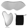 Funnaura 2PCS Stainless Steel Gua Sha, Metal Guasha Tool Face