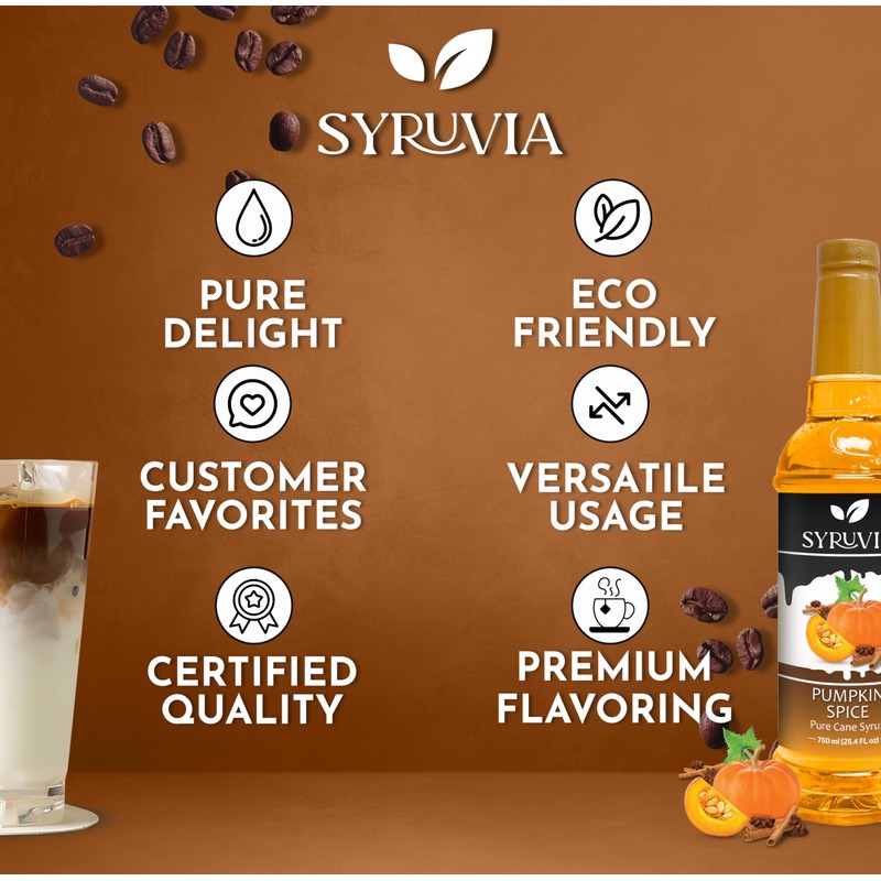 Syruvia Pumpkin Spice Syrup – Pumpkin Spice Coffee Syrup Flavor,