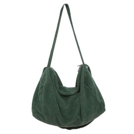 X SIM FITNESSX Unisex Corduroy Bag Shoulder Bag Large Shoulder Bag Women's Shopper Bag Crossbody Bag Plain Bag Fabric Bag for Everyday / Office / School / Travel, Cylinder Green, Retro