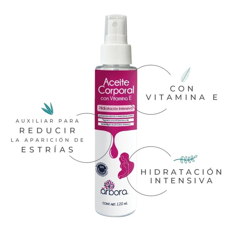 Aceite corporal anti-estrías con vitamina E y coco | hidrata