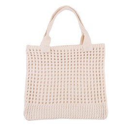 Youneeque Crochet Tote Beach Bag for Women, Woven Cute imple Shoulder Bag Summer Seaside (Off white)