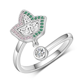 CVRAVO Aka Sorority Gifts for Women 925 Sterling Silver Aka Ring Sorority Paraphernalia Jewelry Gifts for Women