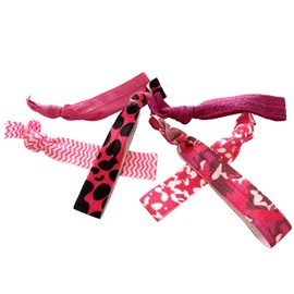 HAARallerliebst Hair Bobbles Bracelets (Pack of 6) with Box for Storage (White - Pink with Pattern)