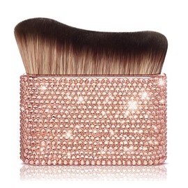 Yivaiks Self Tanner Brush Bling Kabuki Tanning Brush Rhinestones Ultra Dense and Thick Wide-Headed Large Body Makeup Brushes for Flawless Leg Makeup （Square Black Rhinestone）