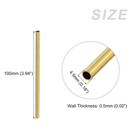 METALLIXITY Brass Tube(4.5mm OD x 0.5mm Wall T x 100mm L) 2Pcs, Straight Tubing - for Home Furnishing, Machinery, DIY Handicraft